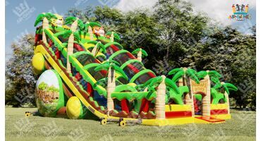 Надувной батут горка 10х8 "Леопард и Тигр" Air-Games, фото 1
