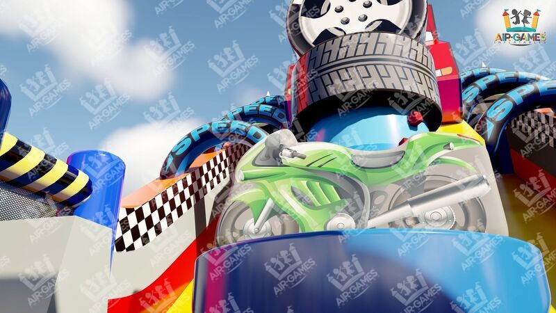 Надувной батут  «3D тачки» 10х6 м. (горка 3 м.), фото 11