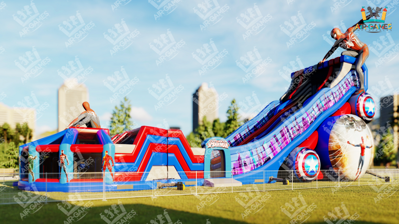 Надувной МЕГА батут «Человек Паук» 26х10 Air-Games Демисезонный, фото 1