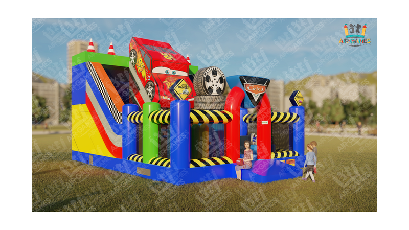 Надувной батут горка "3D Тачки" 8х6 Air-Games, фото 7