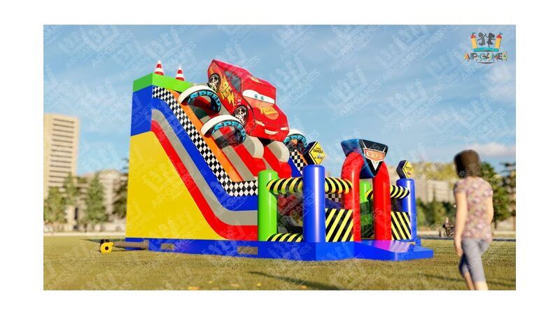 Надувной батут горка "3D Тачки" 9х5 Air-Games, фото 2