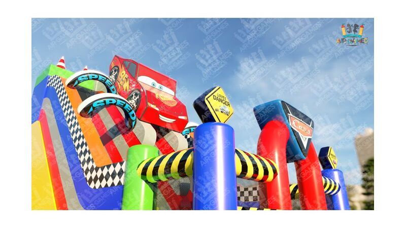 Надувной батут горка "3D Тачки" 9х5 Air-Games, фото 6