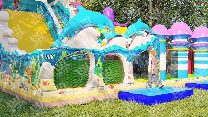 Надувной батут горка 9х8 "Подводный мир - Акула" Air-Games, фото 3